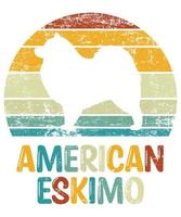 Funny American Eskimo Vintage Retro Sunset Silhouette Gifts Dog Lover Dog Owner Essential T-Shirt vector