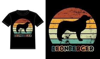 divertido leonberger vintage retro puesta de sol silueta regalos amante de los perros dueño del perro camiseta esencial vector