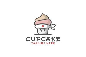 logotipo de magdalenas japonesas para cualquier negocio, especialmente para panadería, pastelería, magdalenas caseras, comida y bebida, café, comida asiática, comida japonesa, etc. vector