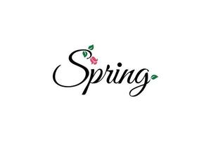 logotipo de printspring con una combinación de letras primaverales, plantas y flores. vector