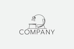 simple furniture logo with a combination of couc, table and lamp vector