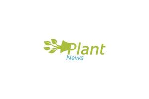 Plant news logo with a combination of letter P, plant and megaphone for any business. vector