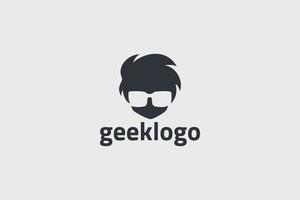 logotipo geek con cabeza de niño para cualquier negocio. vector