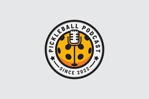 pickleball podcast logo with a combination of a ball and microphone vector
