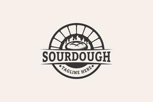 vintage sourdough bakery logo with a combination of sourdough and traditional stoves for any business especially for bakery shop, store, cafe, restaurant, etc. vector