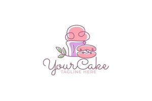 simple cupcake logo vector graphic with a cupcake and leaves for any business, especially for bakery, cakery, food and beverage, cafe, etc.