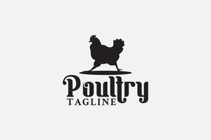 poultry logo with a hen walking fast as the icon. vector