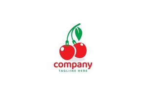 logotipo de cereza y tenedor para cualquier negocio, especialmente para alimentos frescos, tienda de alimentos saludables, tienda, etc. vector