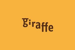 giraffe logo with giraffe letttering that forms the head and neck of a giraffe. vector