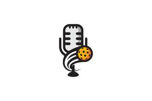 pickleball podcast logo with a combination of a ball and microphone vector