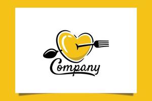 Eat Lover Logo with a fork and spoon like an arrow through a heart vector