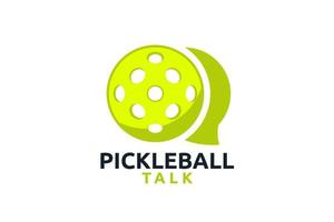 logotipo de pickleball talk con una combinación de bola y burbuja o chat vector