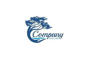 tree logo with a combination of luxury tree, hand, and water for any business especially for charity, law firm, family care, education, etc. vector