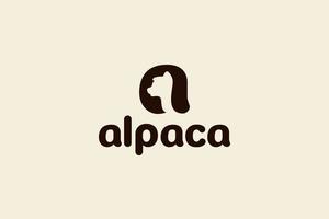 logotipo de alpaca con imagen de alpaca combinada con la letra a como icono. vector