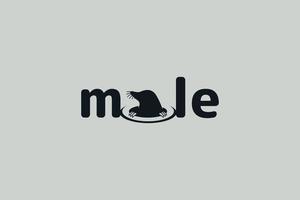 mole logo with a lettering mole with a mole sticking out of the letter O hole. vector