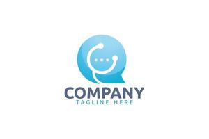 online medical logo with a combination of a stethoscope and chat or bubble as the icon. vector