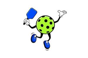 pickleball logo with cartoon character in jumping or smash position, for any business especially making a logo, posters, flyers, stickers, memes, etc. vector
