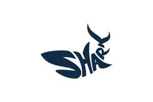 shark logo with shark lettering that looks dynamic. vector