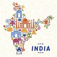 Festival India map and independence day on design background. Vector illustration.