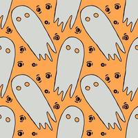 Seamless halloween pattern with ghost. Vector background with doodle halloween ghost icons
