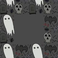 Halloween background. Doodle vector halloween frame with place for text