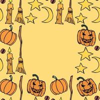 Halloween background. Doodle vector halloween frame with place for text