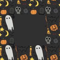 Halloween background. Doodle vector halloween frame with place for text