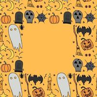 Halloween background. Doodle vector halloween frame with place for text