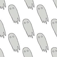 Seamless halloween pattern with ghost. Vector background with doodle halloween ghost icons