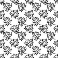 Black and white autumn pattern. Seamless autumn leaves pattern. autumn maple leaves vector