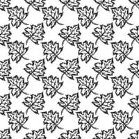 Black and white autumn pattern. Seamless autumn leaves pattern. autumn maple leaves vector