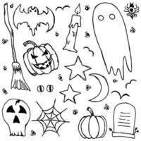 Doodle halloween icons vector