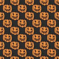 Seamles halloween pumpkin pattern. Halloween background with scary pumpkin vector