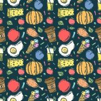 Seamless food pattern. Doodle food background vector