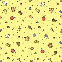 Seamless food pattern. Doodle food background vector