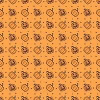 Seamles halloween pumpkin pattern. Halloween background with scary pumpkin vector