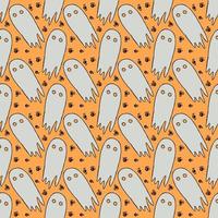 Seamless halloween pattern with ghost. Vector background with doodle halloween ghost icons