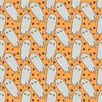 Seamless halloween pattern with ghost. Vector background with doodle halloween ghost icons