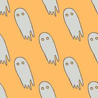 Seamless halloween pattern with ghost. Vector background with doodle halloween ghost icons