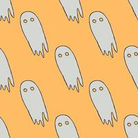 Seamless halloween pattern with ghost. Vector background with doodle halloween ghost icons