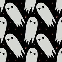 Seamless halloween pattern with ghost. Vector background with doodle halloween ghost icons