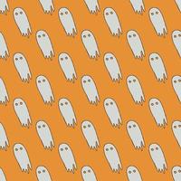 Seamless halloween pattern with ghost. Vector background with doodle halloween ghost icons