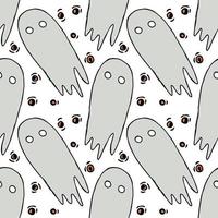 Seamless halloween pattern with ghost. Vector background with doodle halloween ghost icons