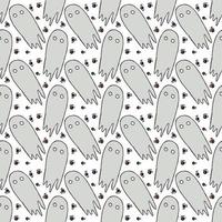 Seamless halloween pattern with ghost. Vector background with doodle halloween ghost icons