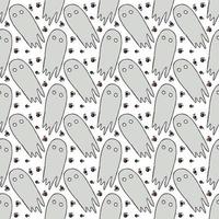 Seamless halloween pattern with ghost. Vector background with doodle halloween ghost icons