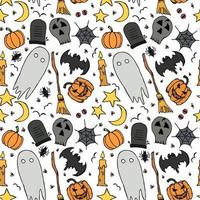 Seamless halloween pattern. Doodle halloween background vector