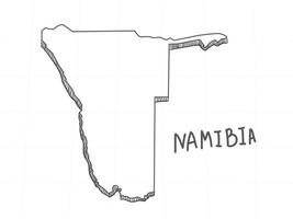 dibujado a mano del mapa 3d de namibia sobre fondo blanco. vector