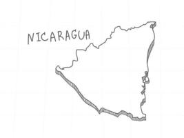 dibujado a mano del mapa 3d de nicaragua sobre fondo blanco. vector