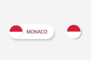 Monaco button flag in illustration of oval shaped with word of Monaco. And button flag Monaco. vector