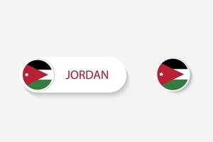 Jordan button flag in illustration of oval shaped with word of Jordan. And button flag Jordan. vector